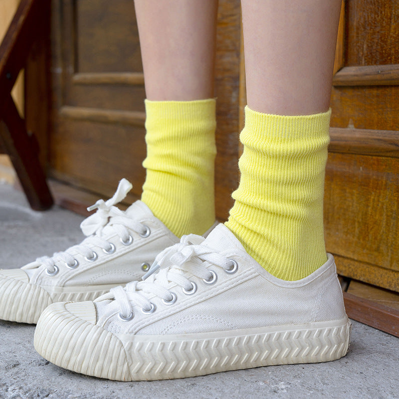 Summer Candy Color Solid Color Mid-calf Length Socks