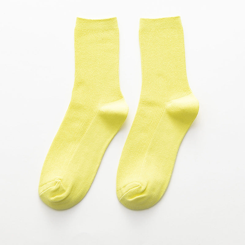 Summer Candy Color Solid Color Mid-calf Length Socks