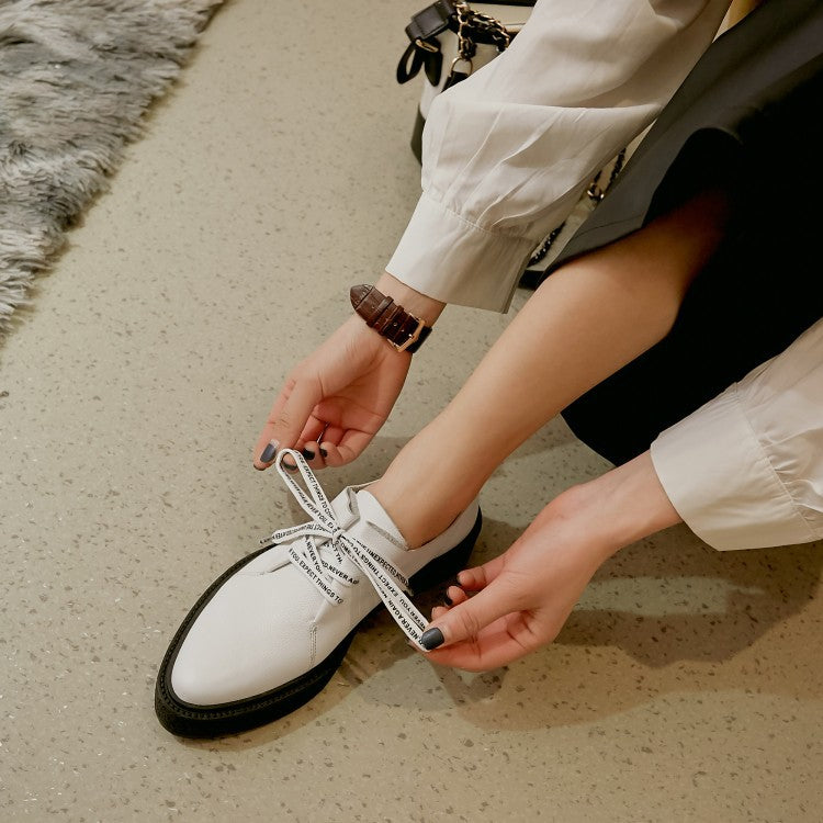 Low-Cut Casual Thick-Soled First Layer Cowhide Women's Shoes White Mid-Heel Shoes