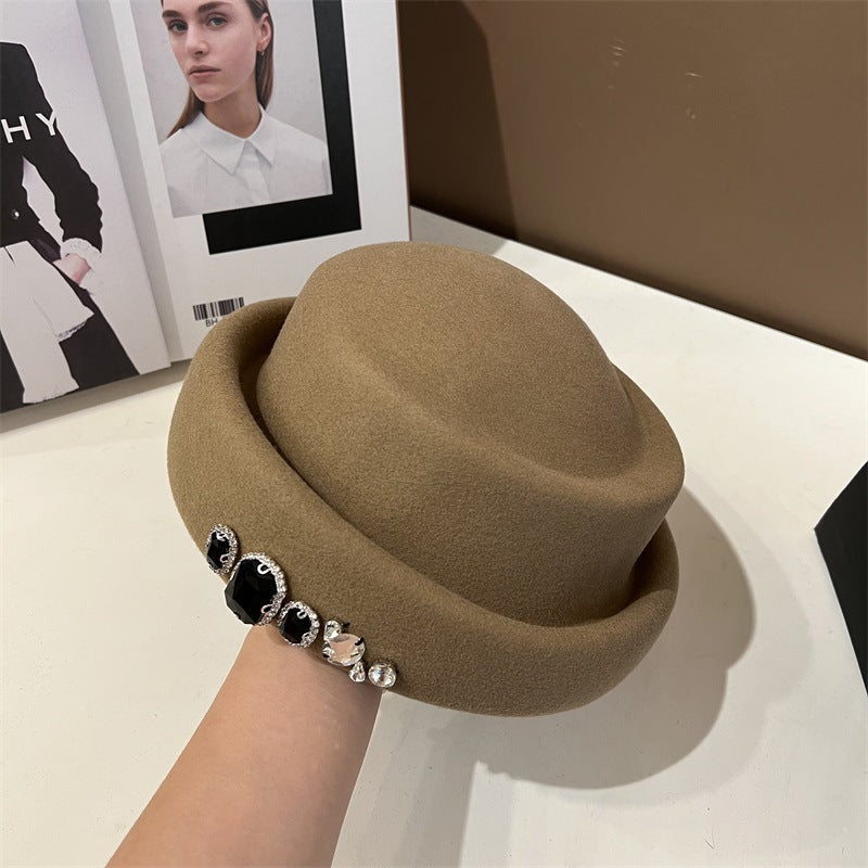 Women's Rhinestone Woolen Beret