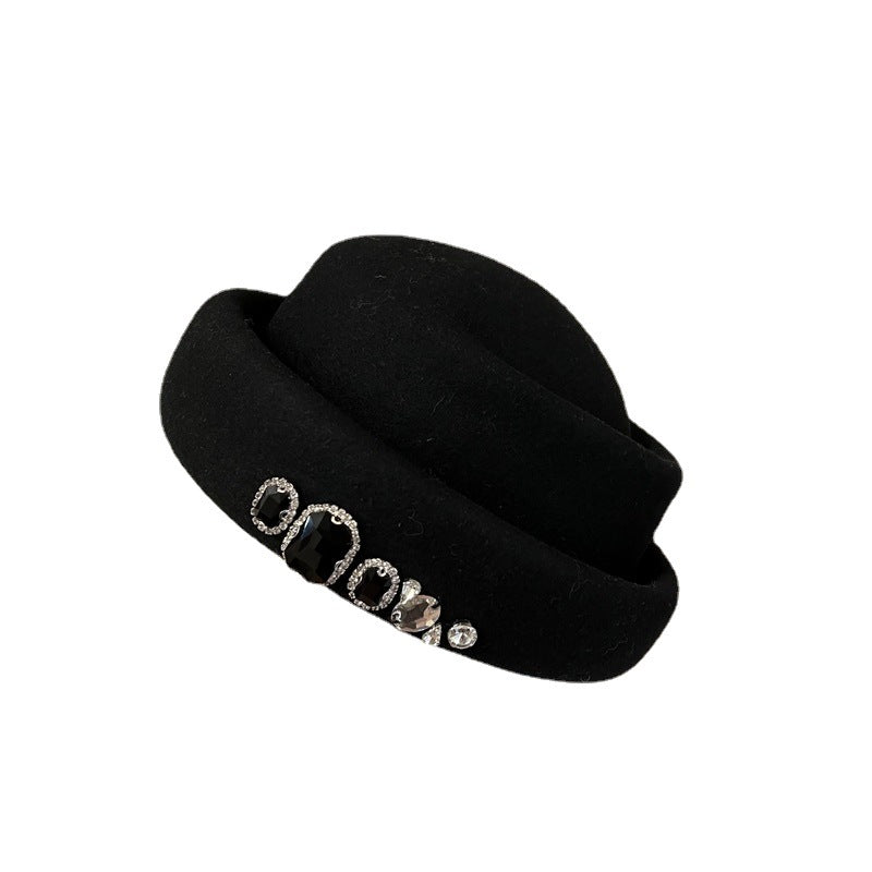 Women's Rhinestone Woolen Beret