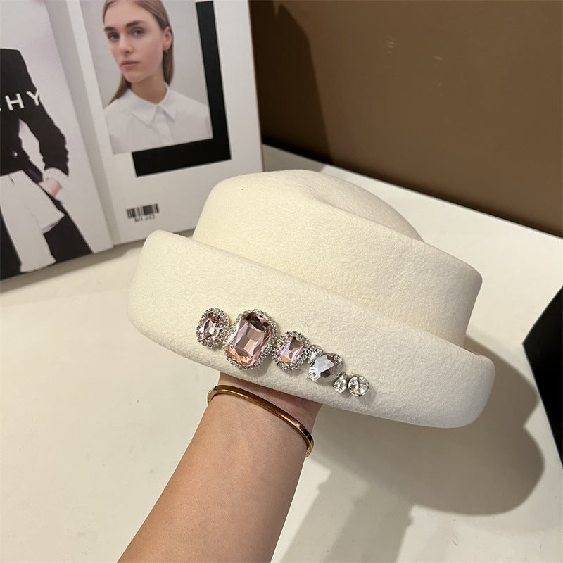 Women's Rhinestone Woolen Beret