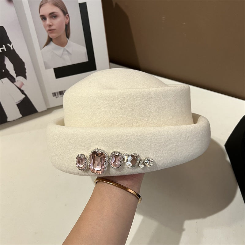 Women's Rhinestone Woolen Beret