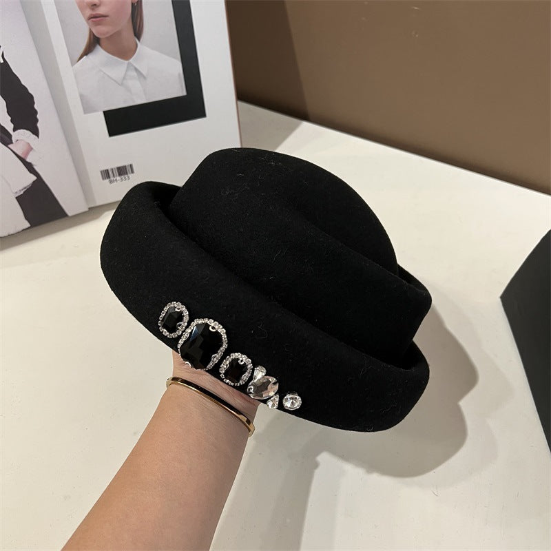 Women's Rhinestone Woolen Beret